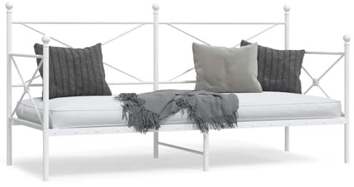 WKIEQACO Tagesbett ohne Matratze weiß 75x190 cm Stahlbetten & Zubehör Betten & Bettrahmen