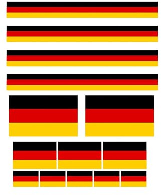 Deutschland Flagge Auto Aufkleber Set – 14 Stück Größen-Mix, Schwarz Rot Gold Sticker für KFZ & Fahrzeuge