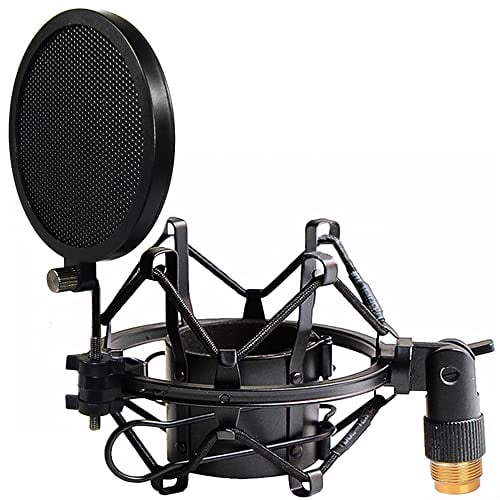 Tencro 47-53mm AT2020 Mikrofon Shock Mount mit Schraube Adapter, einstellbare Anti Vibration High Isolation Metall Mikrofon-Halterung Halter Clip