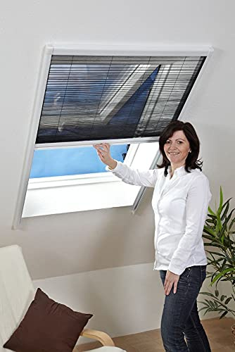 HT Fliegen-Gitter Mücken-Schutz Insektenschutz-Dachfenster-Plissee 110 x 160 cm in Braun