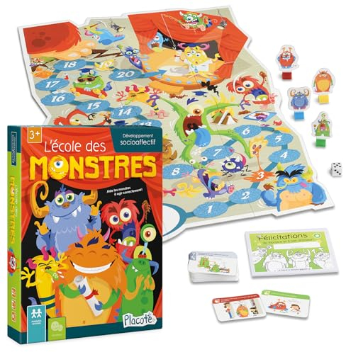 Placote Monster-Schul-Spiel: Kartenspiel, Lernspiel, 3 - 6 Jahre, 2 - 4 Spieler, 15 - 30 Minuten