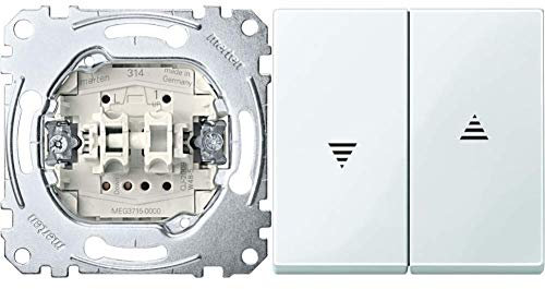 Merten MEG3715-0000 Rolladenschalter & 432419 Wippe für Rollladenschalter und -taster, polarweiß glänzend, System M