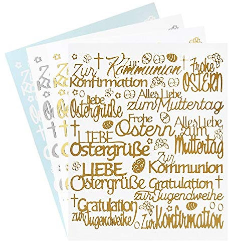 Ideen mit Herz Sticker Handlettering Art | Aufkleber | Verschiedene Schriftzüge zur Hochzeit, Liebe, Trauer, Weihnachten, Ostern uvm. | Jeweils 4 Bogen à 20 x 23 cm (Ostern | Weitere Anlässe)
