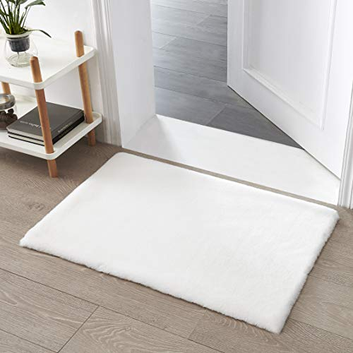 Teppich Wölkchen Tapis Moelleux en Fausse Fourrure - Fourrure De Lapin, Fourrure Courte, Tapis À Poils Longs pour Salon Ou Chambre À Coucher - Blanc - 60x90cm