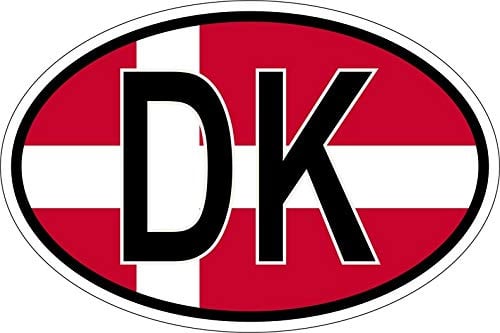 Akachafactory Sticker oval flag vinyl country code DK denmark