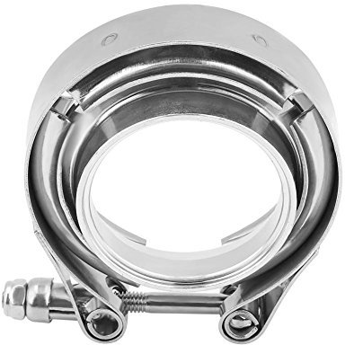 Qiilu V-Band 2inch Car V-Band Clamp Flange Kit for Turbine Exhaust Downpipe Stainless Steel