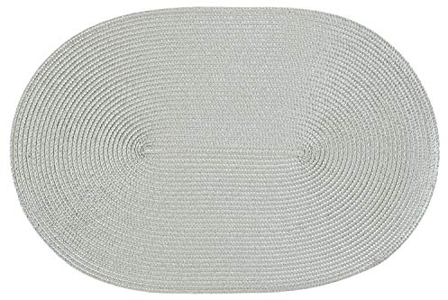 Haus und Deko Platzset Polypro oval ca. 45 x 30 cm Silbergrau Platzdeckchen Tischset geflochtene Bast-Optik