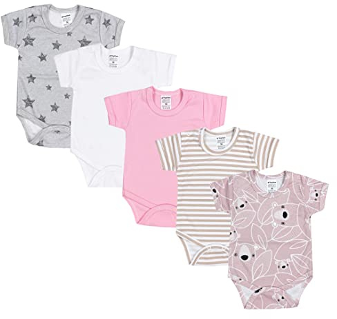 TupTam Baby Body Mädchen 5er Pack – Kurzarm Body Baby aus Baumwolle, Ideal für Sommer und Alltag, Farbe: Farbenmix 3, Größe: 104