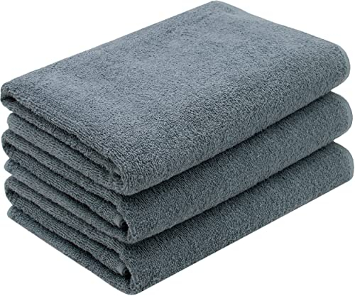 ZOLLNER 3er Set Duschtücher in 70x140 cm - besonders weiche und saugstarke Handtücher in grau - mit praktischem Aufhänger - waschbar bis 95°C - Baumwolle - Hotelqualität