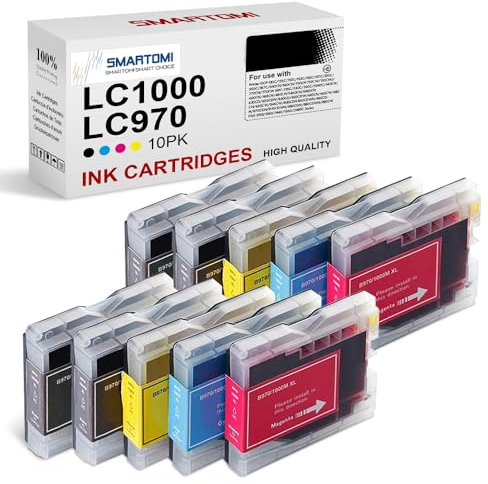 SMARTOMI LC1000 LC970 Kompatibel für Brother LC1000 LC970 Multipack Druckerpatronen für DCP-135C 150C 153C 157C 130C 330C 350C 357C 540CN 560CN 680CN 750CW 770CW FAX 1355（10er-Pack）