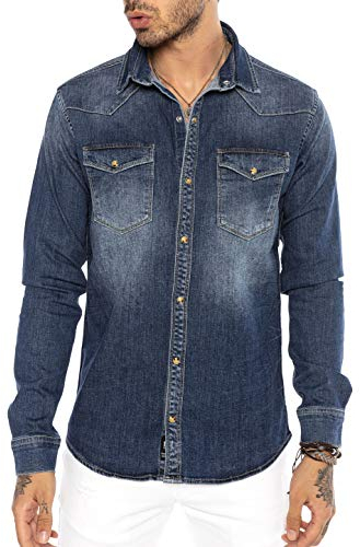 Redbridge Premium Denim Hemd Jeanshemd Casual Freizeithemd Dunkelblau XL