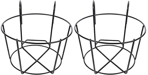 YARNOW 2 Stück Hängende Geländer Pflanzgefäße-Blumentopfhalter Balkon Hängend Metall-Blumenkasten Metall Runder Outdoor Geeignet Für Balkon,Garten,Zaun,Indoor Und Outdoor(L)