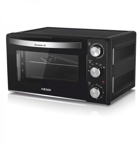 HORNO HAEGER 35L DUCASSE SOBREMESA CONVECCION NEGRO CON LUZ TEMPORIZADOR 60MIN. Puerta con vidrio doble HASTA 230º ANTIADHERENTE
