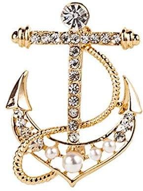 HCMA Marine Ruder Anker Broschen Pins Strass Broschen Anzug Hemdkragen Anstecknadel Abzeichen Schmuck Zubehör für Männer