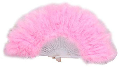 1 Piece Art Feather Fan, Handheld 20s Vintage Style Fan for Home Party Wedding Dancing Decoration, Pink