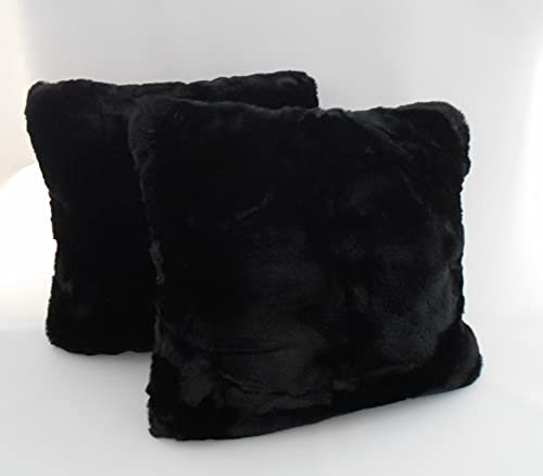 Kissenhülle 2er Set Fell Hase Schwarz 40x40