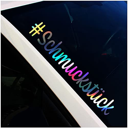 Finest Folia Frontscheibenaufkleber Schriftzug #Schmuckstück Aufkleber für Windschutzscheibe Heckscheibe Auto Fahrzeug Dekor Sticker Frontscheibe FS112 (Hologramm, Innenklebend)