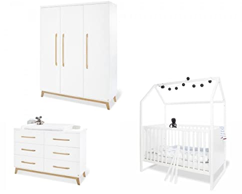 Babyzimmer Möbel Set Kinderzimmer 'Hilda & Riva' extrabreit groß, weiß