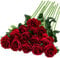 Hawesome 12PCS Künstliche Rosen Gefälschte Blumen Einzelne Lange Stielblüten mit Rosenknospen Hochzeitsdekoration Brautstrauß Dekoratives Blumenarrangement Dekoration Party Mittelstücke (Weinrot)