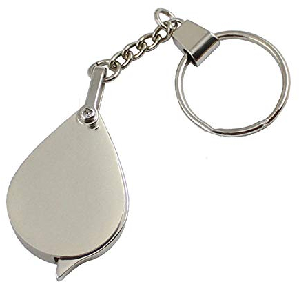 Schlüsselanhänger Lupe, Klapplupe, 15-fache Vergrößerung, tragbar, Metall, antiker Schmuck, praktisch und praktisch