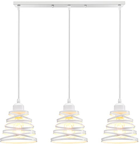 iDEGU 3 Luci lampadario a Sospenosione Moderno Lampada da Soffitto Creativo Design Fasce Intrecciate E27 Lampada a Sospensione Vintage per Cucina Soggiorno Cucina Sala da Pranzo (15cm, Bianco, Palo)