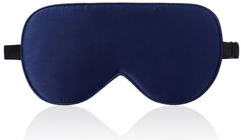LaCourse 100% Schlafmaske Seide Bio zum Schlafen mit Reisetasche. Beide Seiten aus 19 Momme Seide, Verstellbare Augenmaske Schlafmaske für Frauen & Herren, Blau