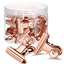 Push Pin Clips, 40 Pcs Metal Bulldog Clips with Thumb Tacks for Using on Cork Boards Bulletin Boards and Photo Walls, Home School and Office (Rose Gold)