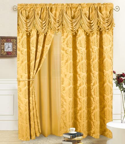 DreamField Linen Fancy Fenstervorhänge, 2-teiliges Set mit angenähtem Volant, durchscheinender Rückseite und 2 Raffhaltern, 137 x 213 cm (B x L), Elegantes Luxus-Design, perfekt für Wohnzimmer und