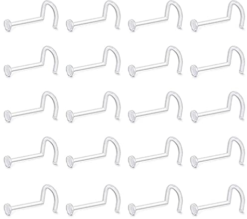 Whoiy Nasenstecker Bunt, Nasenstecker Brilliant 2 Stück 0.6X8Mm Edelstahl 316L Piercing Set L-Schraube Biegen Mehrfarbig für Männer Frauen