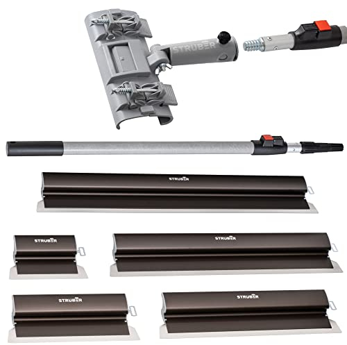 STRÜBER Flächenspachtel mit handlichem Alu-Griff und austauschbarem Edelstahlblatt 0,3mm (Breite: 250mm) - Dekorspachtel für Trockenbau - Fassadenspachtel zum Verputzen von Wänden&Decken - Made in EU