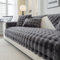 Weiche Plüsch Sofabezug Waschbar - Neue Rutschfeste Sofa überzug 1 2 3 4 Sitzer Couch überzug für Sektionssofa, Flauschiger Kunstpelz Sofa Sitzkissenbezug L Form Möbelschutz (Dunkelgrau, 70x210cm)