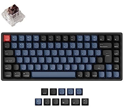 Keychron K2 Pro 75% ISO-UK-Layout RGB Backlight Hot-Swappable Wireless/Wired Mechanical Keyboard, QMK/VIA Programmable Macro K Pro Brown Switch ABS Keycap for Mac Windows Aluminium Frame