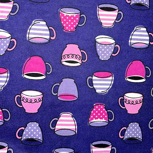 Soft Brushed Cotton Fabric Smooth Finish Garments Upholstery Crafts Per Metre 45 Wide (Tea Cups)