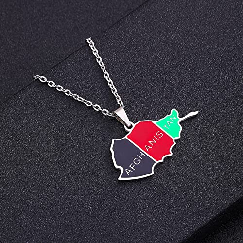 JEDTAKCT Afghanistan-Karte Und Flagge-Anhänger-Halskette – Tropfen-Öl-Welt, Ethnischer Stil, Schlüsselbeinkette, Unisex, Patriotischer Charm-Schmuck, Pullover-Kette Für Paare, Geometrie-Halskette, We