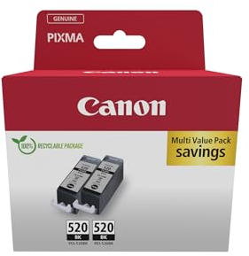 Canon PGI-520 Twin Vorteilspack 2 Tintenpatronen (2X Schwarz) Original [Umweltfreundliche Recycle-Kartonverpackung 2024]