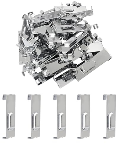 Biaungdo 60 Stück silberfarbene Kerben-Display-Haken, Gitterwandhaken, Metalldraht, Wandbild-Haken, Utility-Gitterwand, Bilderhaken, Zubehör für Gitterplatten, Displays, Büro, Zuhause