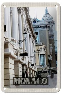 FEMER Blechschild Reise 12x18cm Monaco Frankreich Schiff Luxusstadt Schild