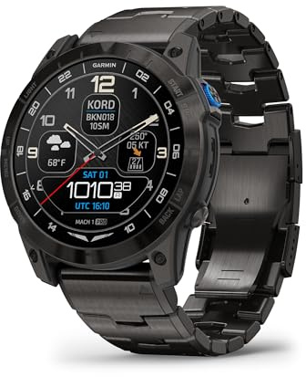 Garmin D2 Mach 1 Pro Flieger-Smartwatch mit GPS-Mobilkarte, Flugwetter, Gesundheits- und Wellness-Funktionen, AMOLED-Display und integrierter Taschenlampe