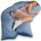 Traumreiter Seitenschläferkissen Jumbo XXL mit Bezug Baumwolle Tauben Blau I Extra hohes und langes orthopädisches Komfortkissen, Schwangerschaftskissen zum Schlafen Stillkissen Kissen, Body Pillow