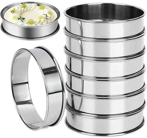 8 Coppapasta Tondi, Tortiera 10 cm, Anello per Torte, Stampo Crostata,griglia per crostata, Macinini in Acciaio Inox per crostate, Dessert e Torte