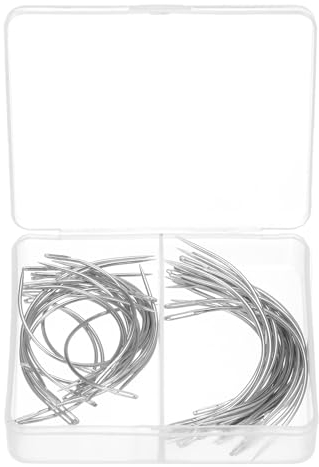 sourcing map 50 agujas curvadas de 2.5 pulgadas, 3 pulgadas, agujas de coser tipo C, para hacer pelucas, tapicería, ojo grande para alfombras, cuero, lona, reparación, bloqueo de tejido