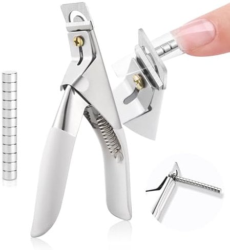 SAVILAND Acrylic Nail Clipper with Magnets: Straight Nail Clipper 15 Magnets Stainless Acrylic Nails Nail Cutter Artificial Fake False Nail Trimmer Nail Extension Adjust Length Nail Tools DIY Nail Art