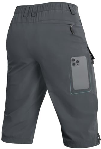 Moosehill 3/4 Kurze-Hosen-Herren-Cargo-Shorts-Bermuda Outdoor 6 Taschen Leichte Wasserdicht Cargohose Wanderhose Arbeithose Männer Kurz MTB Fahrrad Sport Sommer Activewear-Shorts (dunkelgrau,XL)