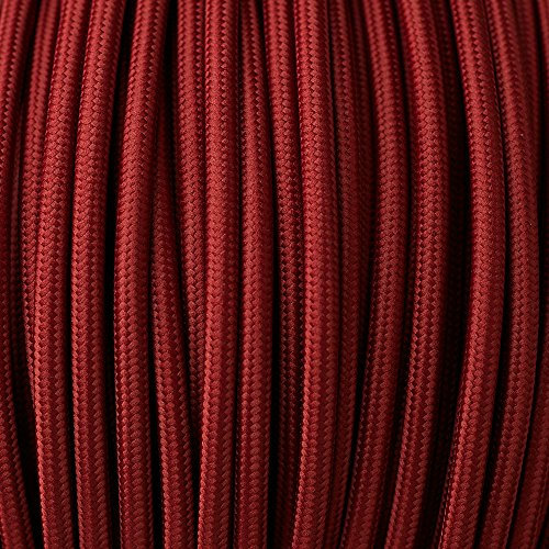 DC VOLTAGE 1M Vintage 2 Core Round Cable Fabric Cloth Covered Electrical Wire, 3.28FT 2 Conductors 18 Gauge textile electric cable Wire coated in colored vintage for Lighting DIY Project (Burgundy)