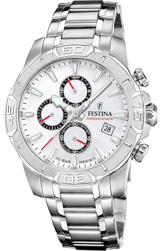 Festina Montre pour Homme F20704/1 Timeless Chronograph Boîtier en Acier Inoxydable Gris Bracelet en Acier Inoxydable Gris