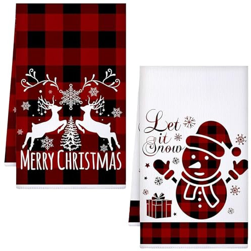 PPGGOPP Toallas de Cocina Navidad, 2PCS Paños de Cocina Navidad, Decoracion Navidad Paños de Cocina, Navidad Trapos Cocina de Suaves, Trapos Cocina Navidad, para Decoracion Navidad Hogar (Color A)