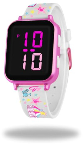 ODS - Barbie, Digitale LED-Armbanduhr WR 3 ATM, wasserfest, Format 12 – 24 Stunden, Boden aus Edelstahl, Spielzeug für Kinder, empfohlenes Alter + 3, Riemen