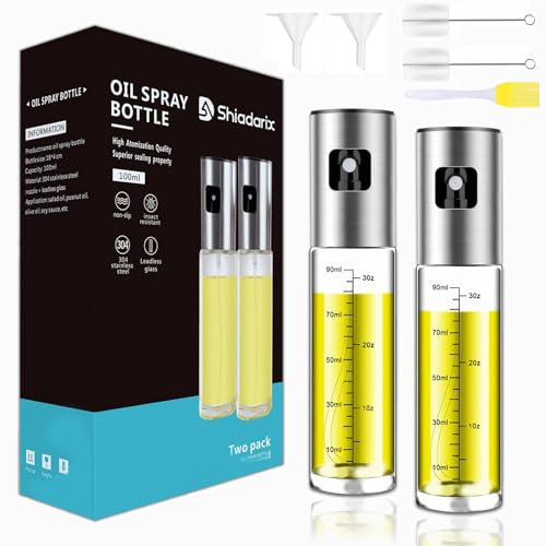 PVZLEXN Spray Huile Cuisine 2 Pièces Vaporisateur d'olive Viande Rôtie oil Spray Pulverisateur Alimentaire Air Fryer Pour Et Friteuse D'air Anti Goutte En Verre Avec Distributeur