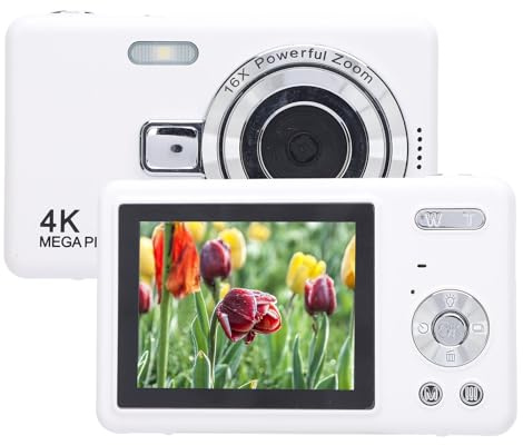 4K-Digitalkamera für Fotografie, Tragbare 50-MP-Vlogging-Kamera für YouTube mit 2,4-Zoll-IPS-Bildschirm und 16-fachem Digitalzoom, Kompaktkamera mit Akku für Jungen,