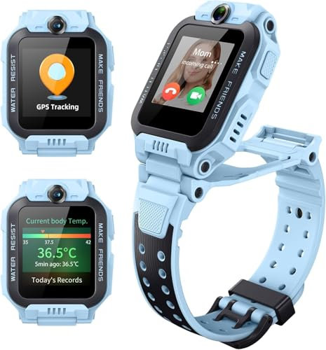 imoo Z7 Kinder Smartwatch, Dual-Kamera HD Video und Telefonanruf, GPS-Uhr mit Echtzeit-Standort und 14 Tagen Historie, 4 Sportmodi, 24-Stunden Gesundheitsmonitoring, IPX8 wasserdicht für Kinder(Blau)